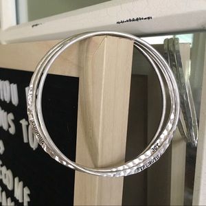 Strength + Joy + Courage Silver Bangle Set
